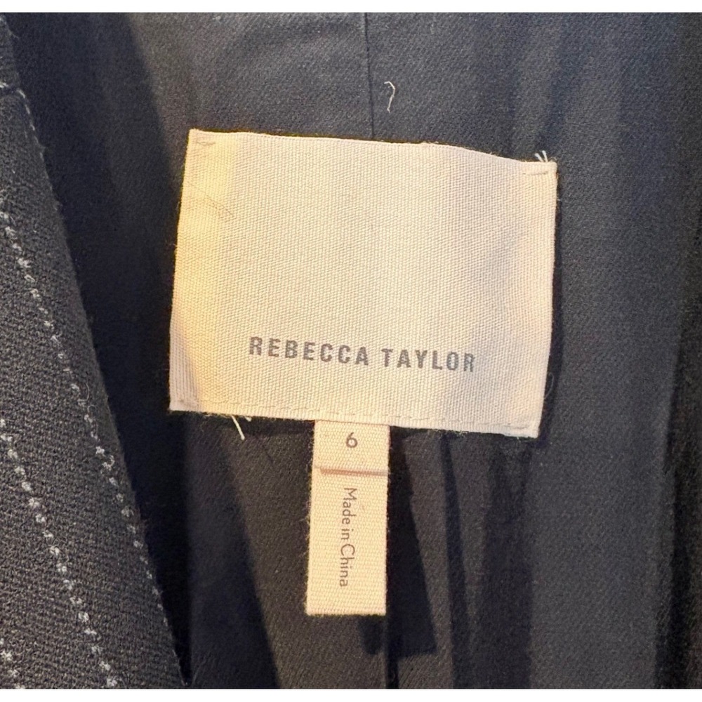 Rebecca Taylor Pinstripe Puff Shoulder Blazer Jacket Charcoal Gray Womens Size 6 - Picture 4 of 6